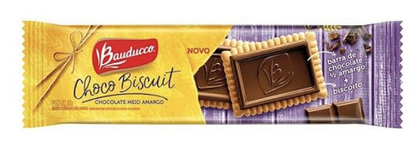 Biscoito Choco Biscuit Chocolate Meio Amargo  80g Bauducco
