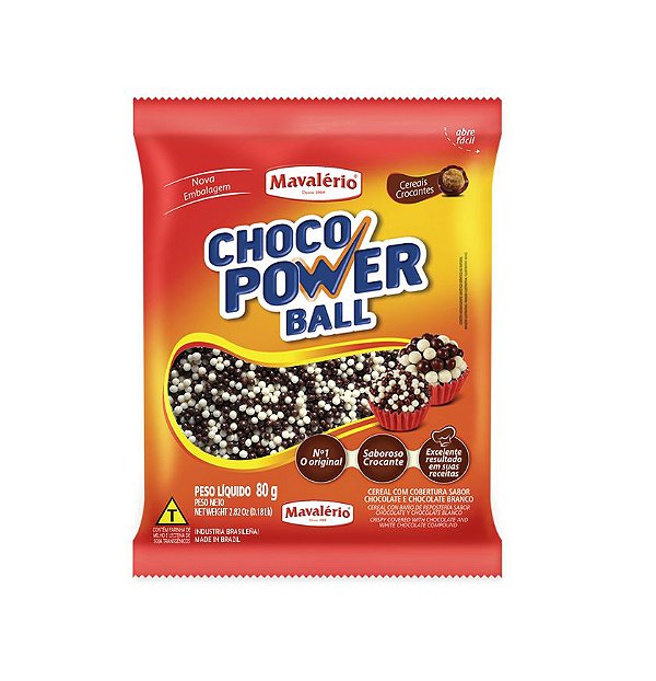 Choco power ball micro sabor chocolate e chocolate branco 80g - Mavalerio