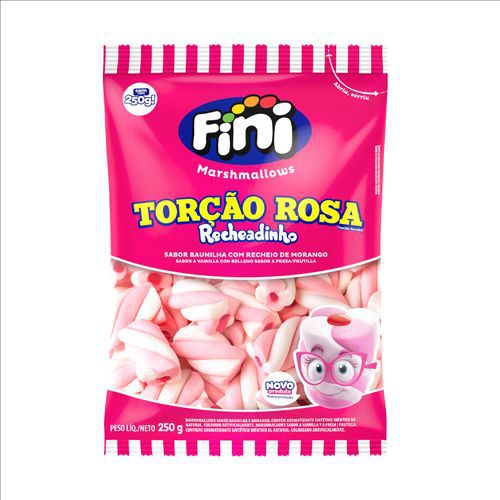 Marshmallows Torção Rosa Recheadinho 250g Fini