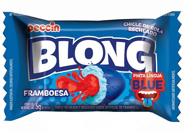 Chiclete Blong Recheado sabor Framboesa Peccin com 40 unidades