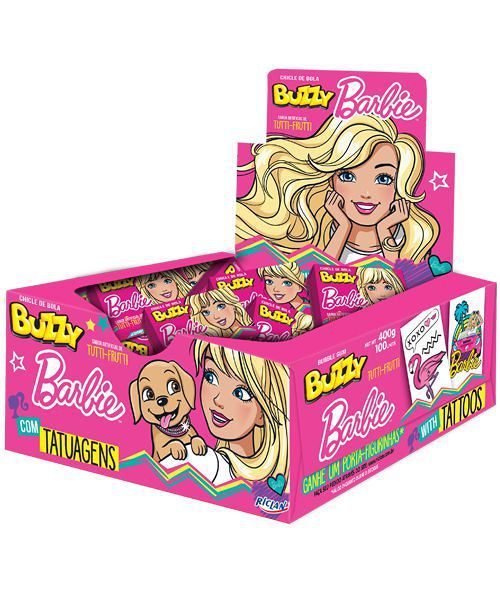 Chiclete Buzzy Barbie sabor tutti frutti 360g Riclan