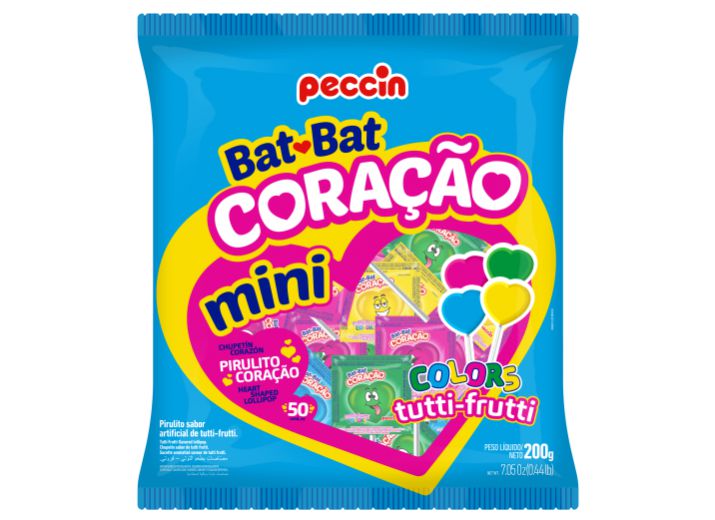 Pirulito Bat Bat mini colorido Peccin 50 unidades