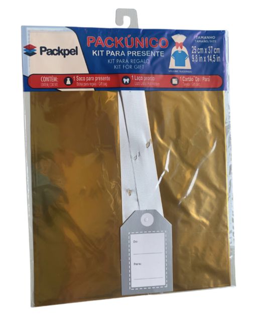 Kit Saco para Presente (saco, laço e tag) 25x37cm - Packpel