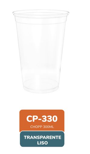 Copo Transparente Liso 330ml com 50 unidades - Minaplast