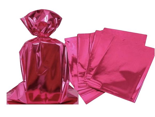 Saco para Presente cor Pink metalizado 25x37cm com 50 unidades - Packpel