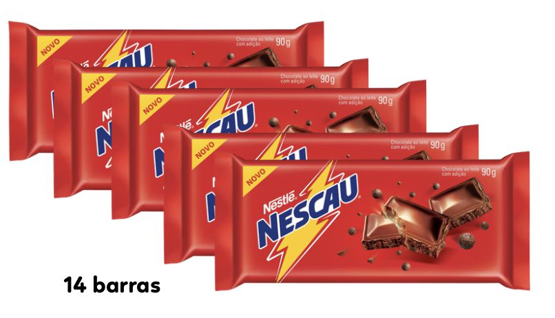 Caixa Chocolate Barra Nescau com 14 unidades de 90g - Nestle