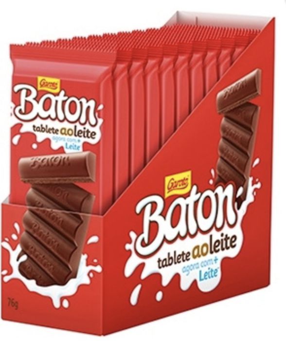 Caixa Chocolate Barra Baton Tablete Ao Leite com 10 unidades de 96g - Garoto