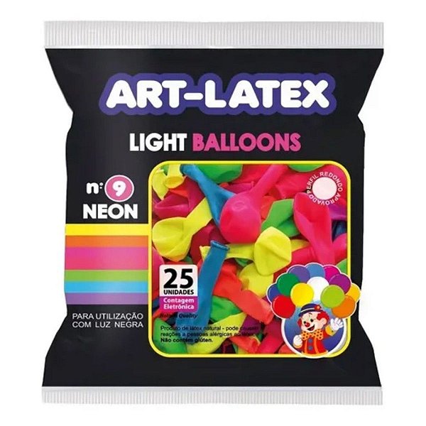 Balão Light Balloon Neon número 9 com 25 unidades - Art Latex