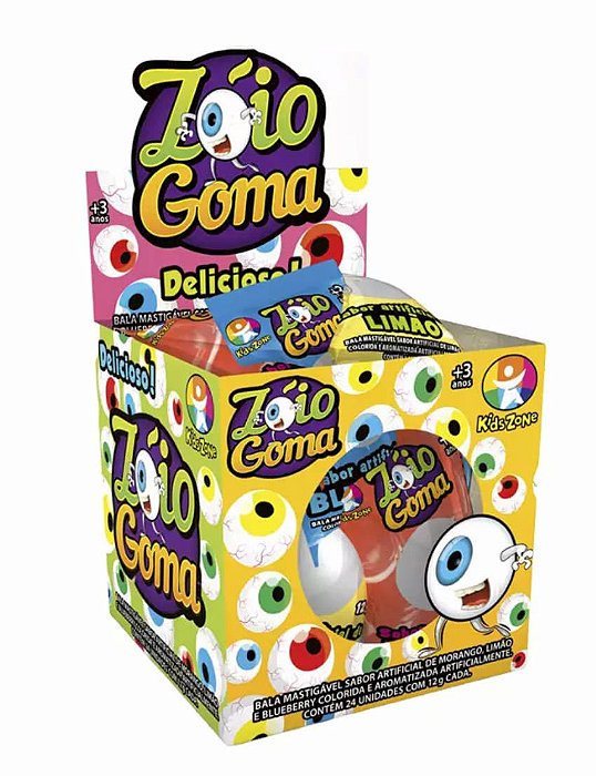 Caixa Bala De Goma Zóio 24 unidades de 12g - Kids Zone