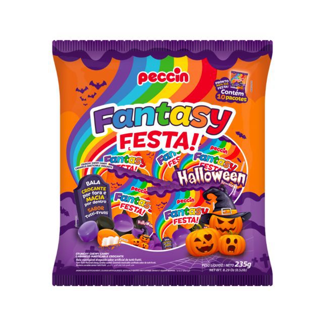 Bala Fantasy Festa Halloween com 10 pacotes de 23,5g (235g) -  Peccin