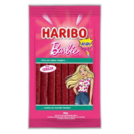 Bala Barbie Tubo ácido sabor cereja 80g - Haribo
