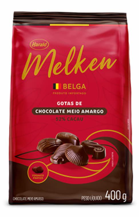 Chocolate Belga em Gotas Melken Meio Amargo 52% Cacau - Harald