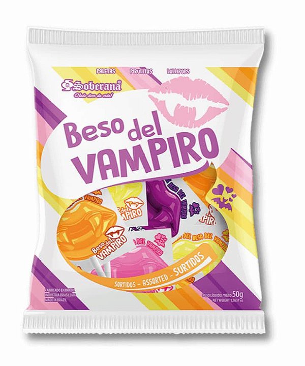 Pirulito Beijo do Vampiro Sabores Sortidos 500g - Soberana