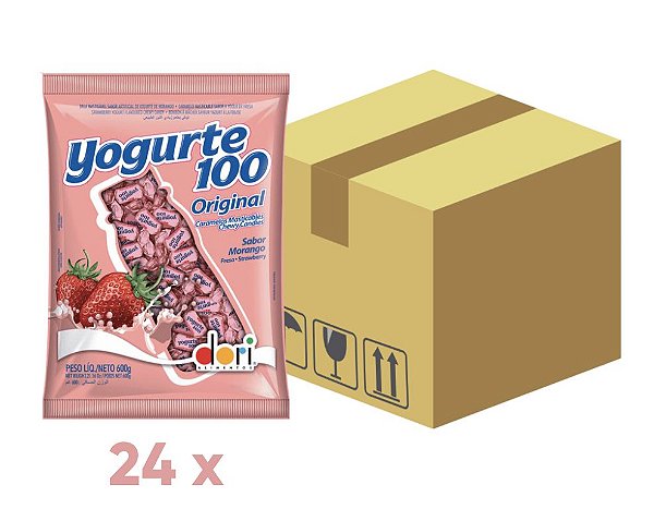 Caixa Bala Mastigável Yogurte 100 Original com 24 pacotes de 600g - Dori