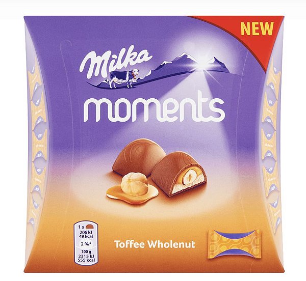Chocolate Moments Toffee Wholenut 97g - 11 Unidades de 8,8g - Milka