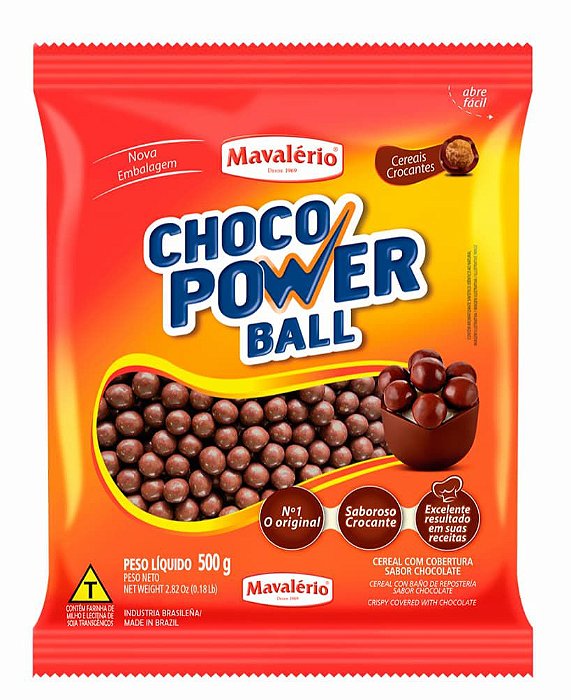 Choco Power Ball- Cereal com Cobertura Sabor Chocolate 500g - Mavalério