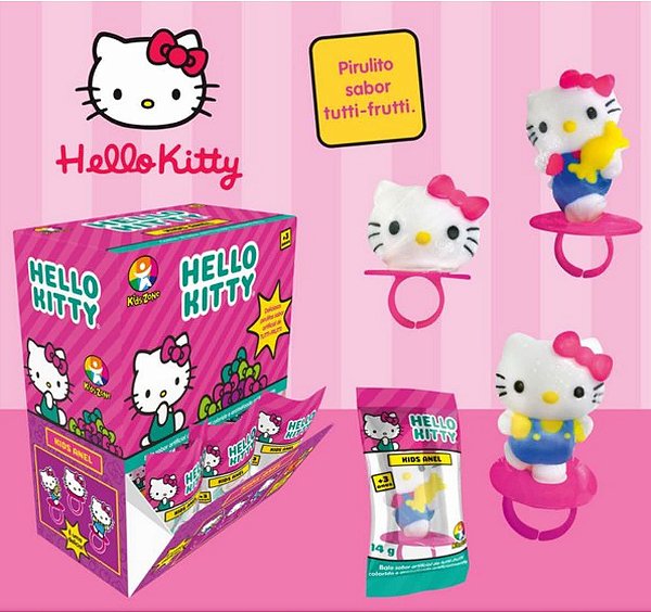 Caixa Pirulito Kids Anel Hello Kitty 32 un de 14g  Kids Zone