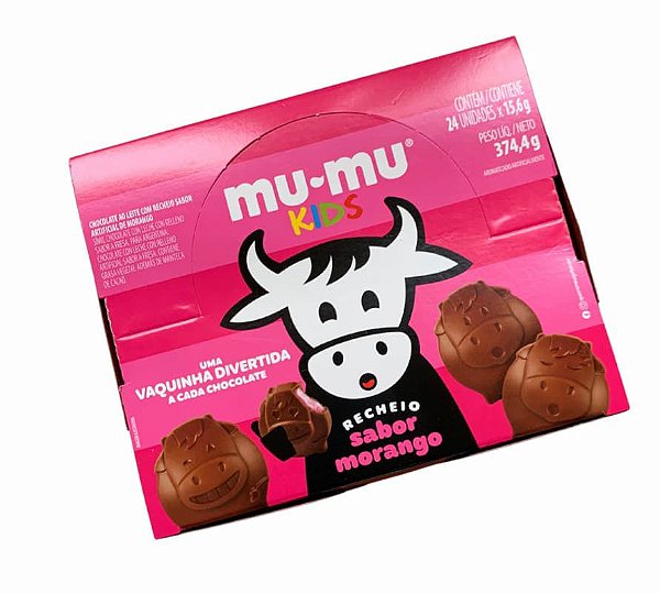 Chocolate Mu-mu Kids Sabor Morango 374,4g - 24 Unidades de 15,6g - Neugebauer