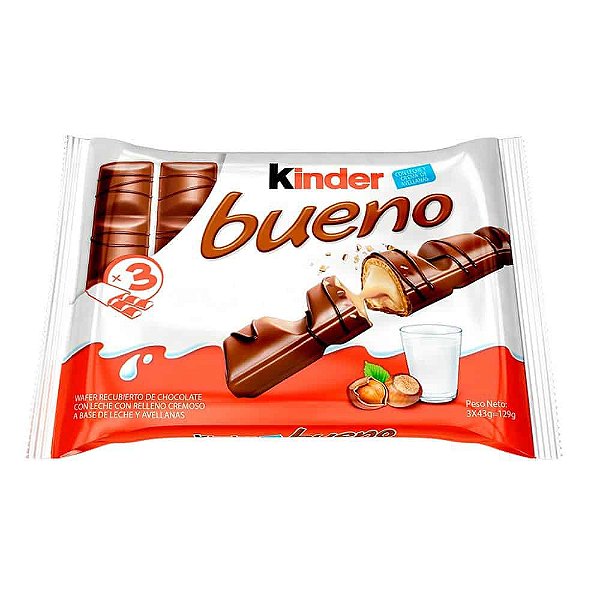 Chocolate Kinder Bueno Ao Leite com 3 unidades de 43g