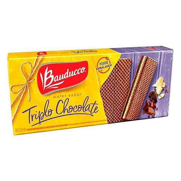 Biscoito Wafer Bauducco sabor Triplo Chocolate - 140g