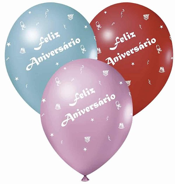 Balão Sortido nº 9 Feliz Aniversário Joy com 25 Unidades