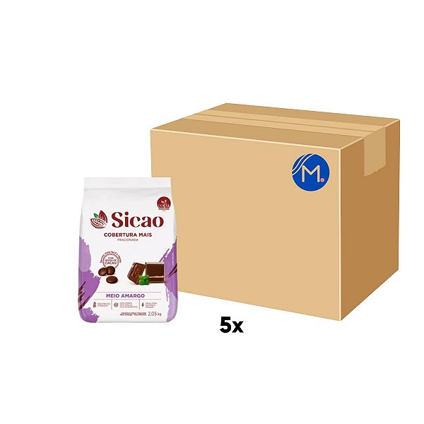 Caixa Cobertura Meio Amargo Sicao Mais Gotas com 5 pacotes de 2,05Kg - Sicao