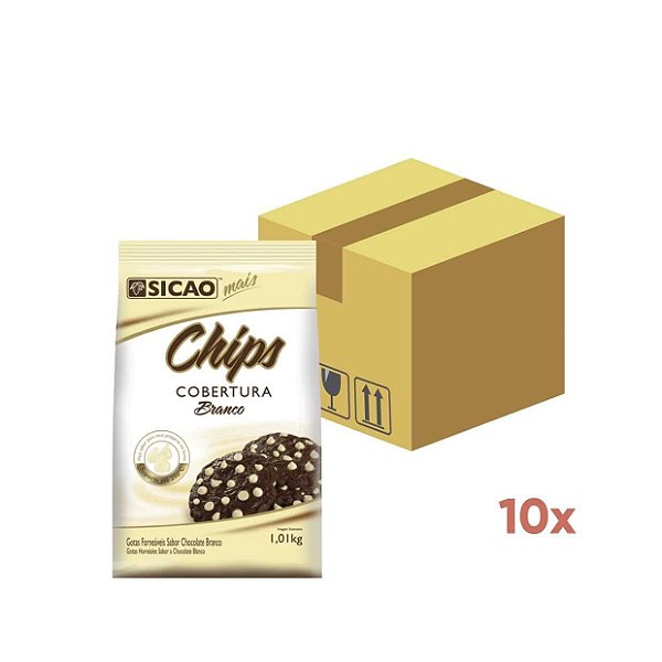 Caixa Chips cobertura chocolate branco com 10 pacotes de 1,01Kg - Sicao