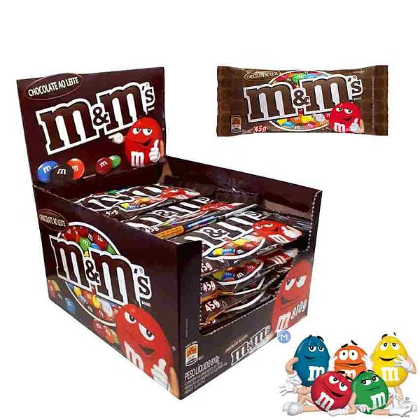 Caixa Chocolate M&M Ao Leite 18 unidades de 45 gramas