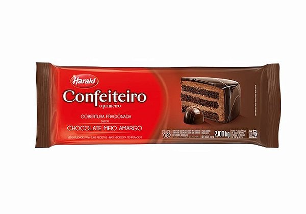 Cobertura Fracionada em Barra Chocolate Meio Amargo Confeiteiro 2,100kg