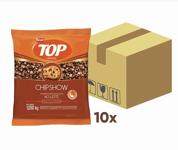 Caixa Gotas De Chocolate Chipshow Ao Leite Top com 10 pacotes de  1,050 Kg - Harald