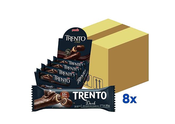 Caixa de Chocolate Com Wafer Trento Recheio Dark c/ 8 displays de 16 un - Peccin