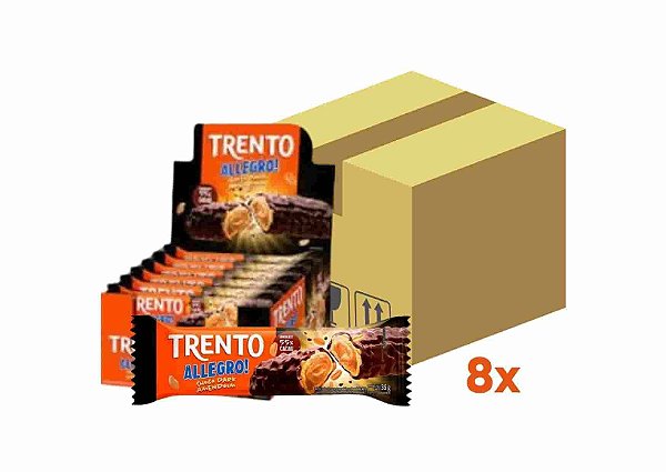 Caixa de Chocolate Trento Allegro Choco Dark Amendoim c/ 8 displays de 16 Un - Peccin
