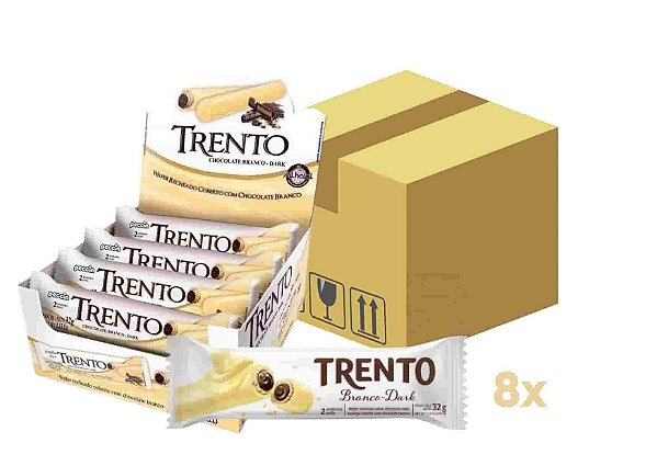 Caixa de Chocolate Trento Chocolate Branco Dark  c/ 8 displays de 16 Un - Peccin
