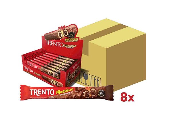 Caixa de Chocolate Trento Massimo chocolate com 8 displays de 16 unidades - Peccin