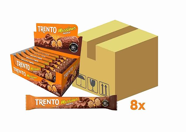 Caixa de Chocolate Trento Massimo Paçoca c/ 8 displays de 16 Un - Peccin