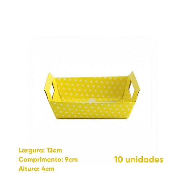 Cesta de Papel Mini Amarelo Poa Pacbox com 10 unidades