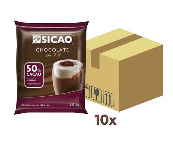 Caixa Chocolate Em Pó 50% Cacau com 10 pacotes de 1Kg - Sicao