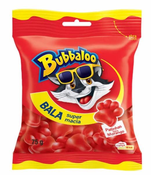 Bala Bubbaloo Patinhas Morango 75g