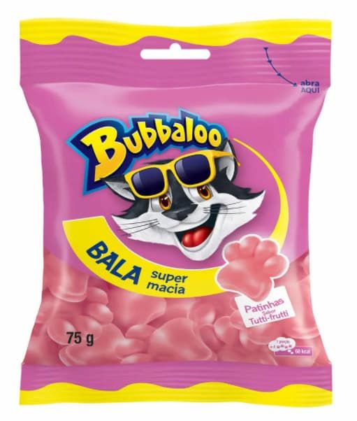 Bala Bubbaloo Patinhas Tutti-frutti 75g