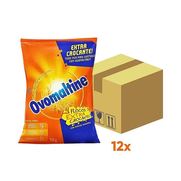 Caixa Ovomaltine Extra Crocantes  12 unidades de 750g