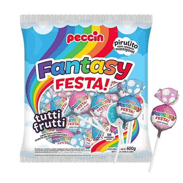 Pirulito Fantasy Festa Tutti Frutti 600g - Peccin