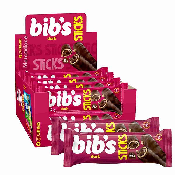 Chocolate Bibs Sticks Dark com 16 unidades de 32g Neugebauer
