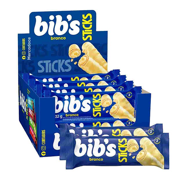 Chocolate Bibs Sticks Branco com 16 unidades de 32g Neugebauer