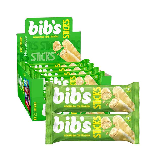 Chocolate Bibs Sticks Limão com 16 unidades de 32g Neugebauer