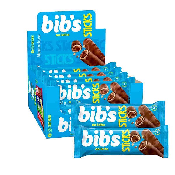 Chocolate Bibs Sticks ao leite com 16 unidades de 32g Neugebauer