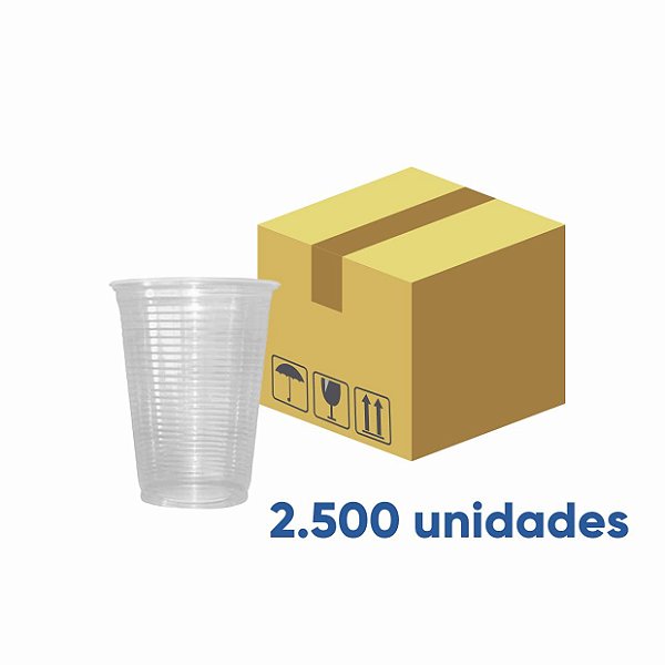 Caixa Copo Plástico Transparente 200ml Copobras com 2.500 (25x100) unidades