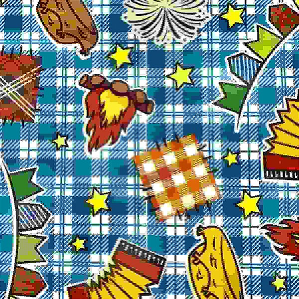 TNT Estampado Tema Junino Azul- 2m x 1,40m