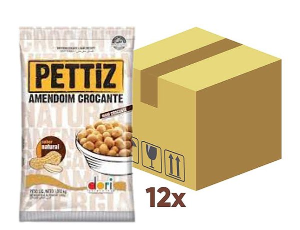 Caixa de Amendoim Crocante Pettiz Natural com 12 pacotes de 1,01Kg  - Dori