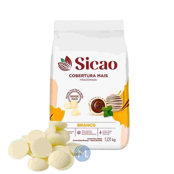 Cobertura Sicao gotas chocolate branco 1,01kg