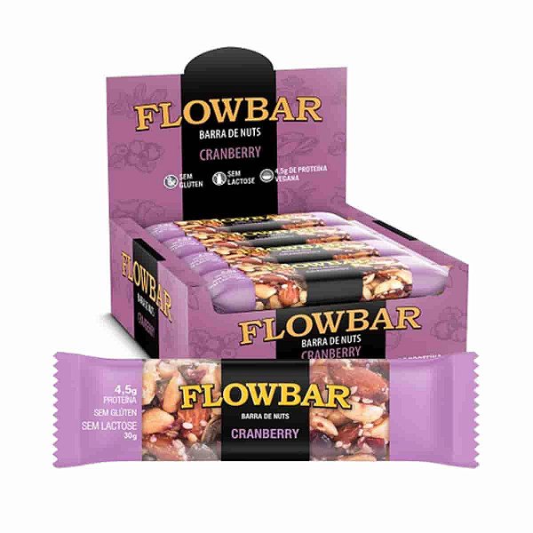 Barra de Nuts Cranberry Flowbar com 12 unidades